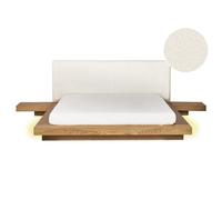 Bed with LED Boucle ZEN 160 x 200 cm (EU King Size) LED Natural Ash Wood