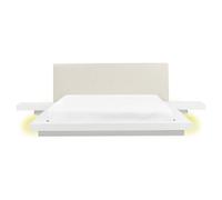 Beliani Bed With Led Faux Leather Zen 160 X 200 Cm (Eu King Size) White