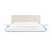 Bed with LED Faux Leather ZEN 180 x 200 cm (EU Super King) White