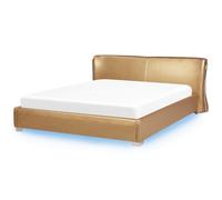 Bed with LED Leather PARIS 180 x 200 cm (EU Super King) LED Gold