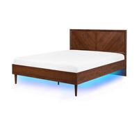 Bed with LED MIALET 140 x 200 cm (EU Double) Dark Brown