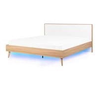 Beliani Bed With Led Serris 180 X 200 Cm (Eu Super King) Light Brown