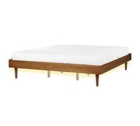 Beliani Bed With LED Toucy 180 X 200 Cm Eu Super King Brown