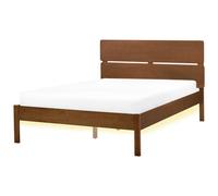 Beliani Bed With Led Wood Boisset 120 X 200 Cm (Eu Small Double) Dark Brown