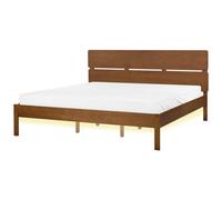 Beliani Bed With Led Wood Boisset 180 X 200 Cm (Eu Super King) Dark Brown