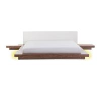 EU Super King Size Faux Leather Headboard Bed with LED Brown ZEN [EEK: G]
