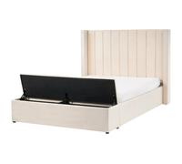 Bed with Storage Bench Velvet NOYERS 140 x 200 cm (EU Double) Off-White