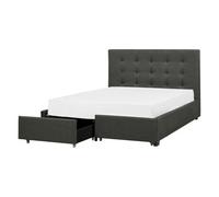Bed with Storage Drawers LA ROCHELLE Fabric Dark Grey 140 x 200 cm (EU Double)