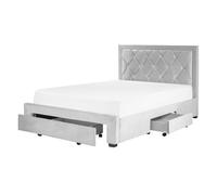 Bed with Storage Drawers LIEVIN Velvet Light Grey 140 x 200 cm (EU Double)