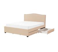 Bed with Storage Drawers MONTPELLIER Fabric Beige 160 x 200 cm (EU King Size)