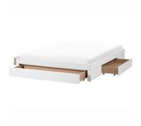 Beliani Bed With Storage Drawers Without Headboard Wood Giat 180 X 200 Cm (Eu Super King) White