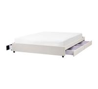 Beliani Bed With Storage Drawers Without Headboard Prades Fabric Light Beige 180 X 200 Cm (Eu Super King)
