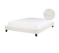 Beliani Bed Without Headboard Boucle Roanne 140 X 200 Cm (Eu Double) Light Beige