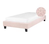 Bed without Headboard Boucle ROANNE 90 x 200 cm (EU Single) Pastel Pink