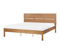 Beliani Bed Wood Boisset 180 X 200 Cm (Eu Super King) Dark Brown