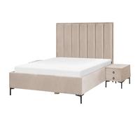 Bedroom Set Velvet SEZANNE 140 x 200 cm (EU Double) Taupe