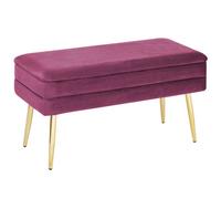 Beliani Storage Bench DURHAM Velvet Burgundy, Red