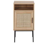 Beliani Bedside Table 40 X 40 Cm - Natural Rattan With Powder-Coated Metal Legs