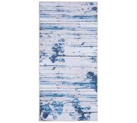 Beliani Beige And Blue Abstract Polyester Rug - Low Pile, Rubber-Coated Backing, 80 X 150 Cm