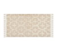 Beliani Beige Cotton Area Rug 80 X 150 Cm Shaggy Hand-Tufted Geometric