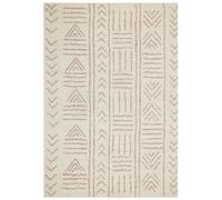 Beliani Beige Cotton Geometric Flatweave Rug 160 X 230 Cm - Hand-Tufted Low Pile