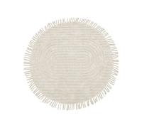 Beliani Beige Cotton Round Area Rug 140Cm Tufted With Fringe