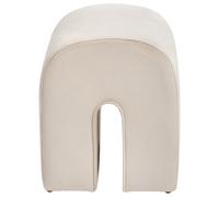 Beliani Beige Velvet U-Shaped Pouffe Ottoman, Compact Modern Seat And Footstool For Living Room