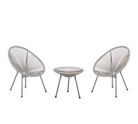Beliani Bistro Set Acapulco Ii Pe Rattan Light Grey