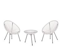 Bistro Set ACAPULCO II PE Rattan White