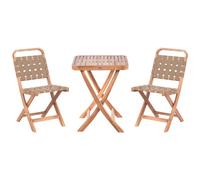 Bistro Set Folding CALCIANO Certified Acacia Wood Brown