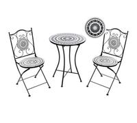 Beliani Bistro Set Folding Comiso Metal Black/ White, Black