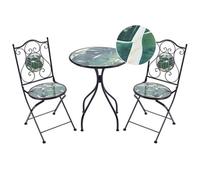 Beliani Outdoor Garden Bistro Set Metal Vintage Style Green Mosaic Pattern Iron Frame Black Cozzana