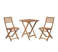 Bistro Set Folding FIJI Acacia Wood Light Brown