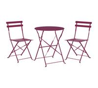 Beliani Bistro Set Folding Fiori Metal Burgundy