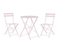 Beliani Bistro Set Folding Fiori Metal Pastel Pink