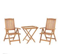 Beliani Bistro Set Folding Java Wood Light Brown