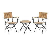 Beliani Bistro Set Folding Lascari Acacia Wood Light Brown