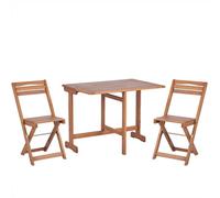 Beliani Bistro Set Folding Lenola Wood Brown