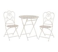 Beliani Bistro Set Folding Trieste Metal Light Beige