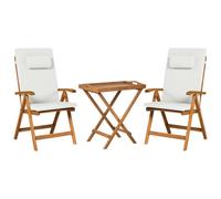 Beliani Bistro Set Java Premiuim Acacia Wood Off-White