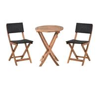 Bistro Set RIVAROTTA Acacia Wood Brown/ Black