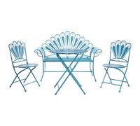 Beliani Bistro Set With Bench Pavia Metal Blue
