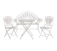 Beliani Bistro Set With Bench Pavia Metal Off-White