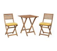 Acacia Wood Garden Bistro Set with Yellow Cushions FIJI
