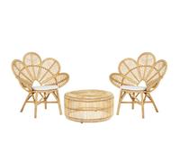Bistro Set with Cushions FLORENTINE / LIMNI Rattan Beige
