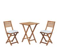 Beliani Bistro Set With Cushions Folding Fiji Acacia Wood Blue