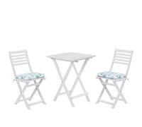 Beliani Bistro Set With Cushions Folding Fiji Wood Blue, White