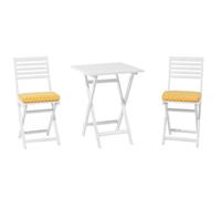 Beliani Bistro Set With Cushions Folding Fiji Wood White, White