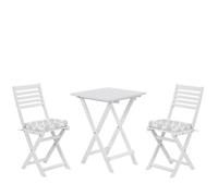 Bistro Set with Cushions Folding FIJI Acacia Wood White