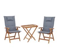Beliani Bistro Set With Cushions Folding Java Wood Blue